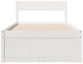 Estrutura de cama c/ gavetas 90x200 cm pinho maciço branco