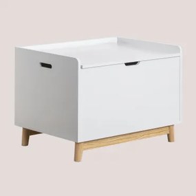 Baú De Brinquedos Em Mdf E Madeira De Pinho Tom Kids Branco - Sklum