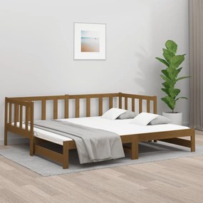 Estrutura sofá-cama de puxar 2x(90x190)cm pinho maciço castanho