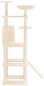 Árvore para gatos c/ postes arranhadores sisal 166 cm cor creme