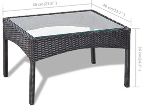 4 pcs conjunto lounge de jardim c/ almofadões vime PE preto