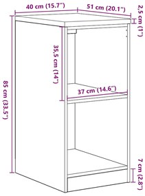 Armário de arrumação de garagem Betão Cinzento 40x51x85 cm