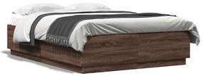 Estrutura cama c/ luzes LED derivados madeira carvalho castanho