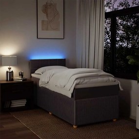 Cama com molas/colchão 90x190 cm tecido castanho-escuro