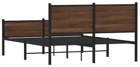 Estrutura de cama sem colchão 140x190cm metal carvalho castanho