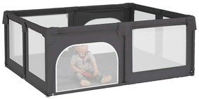 Parque para bebés com 2 portas tecido Oxford cinzento-escuro