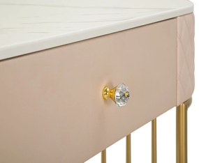 TOUCADOR SHARON COM BANCO 120X40X75 CM (TAMANHO DO BANCO Ø36X39) ROSA E DOURADO