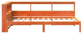 Cama com estante sem colchão 90x200cm pinho maciço castanho-mel