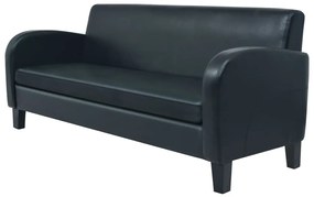 Conjunto de sofás 2 pcs couro artificial preto