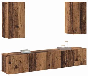 Conjunto de móvel de TV 4 pcs Madeira antiga 160 x 30 x 30 cm