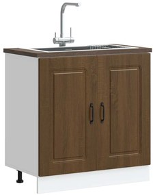 vidaXL Armário baixo lavatório Kalmar carvalho castanho 80x46x81,5 cm