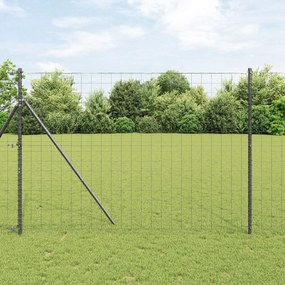 Cerca Euro com 7 Postes 1.6x10 m de Aço Galvanizado Cinza