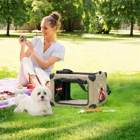 Mochila Transportadora para Cães e Gatos Pequenos Bolsa de Transporte para Animais de Estimação Dobrável com Almofada Removível e Correia de Transport