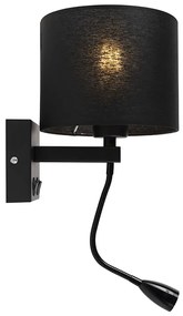 LED Candeeiro de Parede Moderno Preto com Abajur Preto - Brescia Moderno