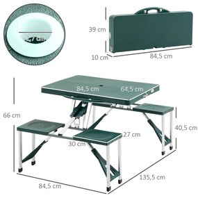 Mesa Dobrável de Acampamento com 4 Cadeiras Bergen – 136x84,5x66 cm –