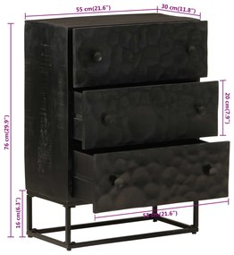 Cómoda 55x30x76 cm madeira de mangueira maciça e ferro preto