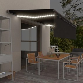 Toldo retrátil manual com estore/LED 5x3 m antracite