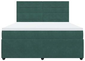 Cama com molas/colchão 180x200 cm veludo verde-escuro