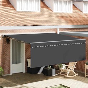vidaXL Toldo Retrátil Antracite 400 × 300 cm Poliéster e Alumínio