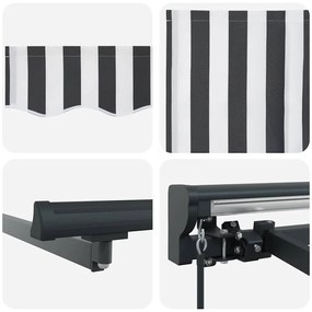 Toldo Retrátil Antracite e Branco 400x300 cm Poliéster e Aço