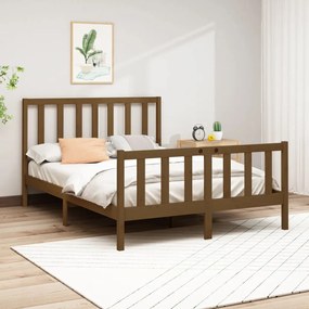 vidaXL Estrutura de cama 160x200 cm madeira pinho maciço castanho mel