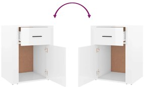 Mesa de cabeceira 50x36x60cm derivados madeira branco brilhante