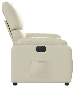 Poltrona reclinável elétrica couro artificial cor creme
