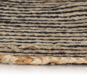 Tapete artesanal em juta com design em espiral preto 120 cm