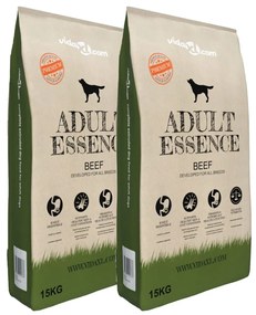 vidaXL Ração premium para cães Adult Essence Beef 2 pcs 30 kg