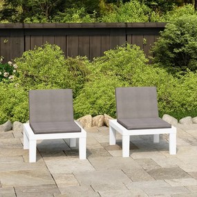 vidaXL Cadeiras de jardim com almofadões 2 pcs plástico branco