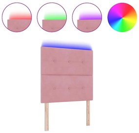 Cabeceira LED vidaXL Rosa 100 cm Veludo