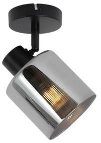 Candeeiro de teto Art Deco preto com vidro fumê ajustável - Laura