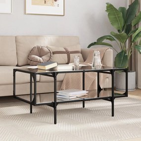 Mesa de centro com topo em vidro preto 98,5x50x45 cm aço