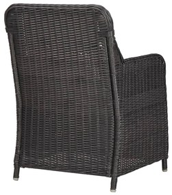 7 pcs conjunto de jantar para jardim vime PE preto