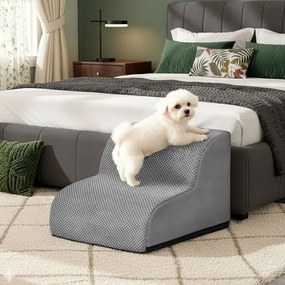 Escada para cães, de 2 degraus 40 x 40 x 30 cm Escada para animais de estimação, tecido waffle cinza ardósia