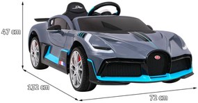 Carro elétrico para Crianças 12V Bugatti Divo Rodas de EVA, Assento de couro Cinzento