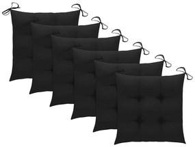 Cadeiras de jardim empiháveis c/ almofadões 6 pcs teca maciça