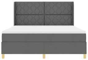 Cama Box Spring vidaXL com Colchão e LED Cinza Escuro 180x200 cm em Te