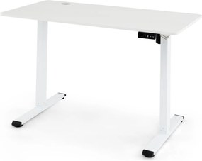 Secretária elétrica ajustável em altura 120 x 60 x 73-118 cm para trabalhar em pé e sentado com gancho para auscultadores Memória de alturas Branco