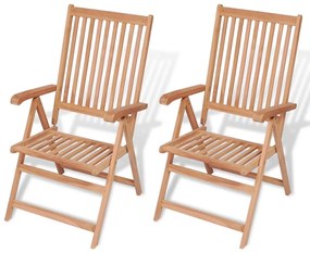 vidaXL Cadeiras de jardim reclináveis 2 pcs madeira teca maciça