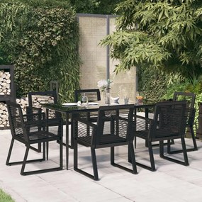 vidaXL 7 pcs conjunto de jantar para jardim vime de PVC preto