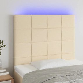 Cabeceira de cama c/ LED tecido 80x5x118/128cm crème