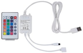 Estrutura de cama com LED 140x200 cm couro artificial branco