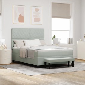 vidaXL Cama Box Spring com Colchão e Banco Cinza Claro 140x190 cm Veludo