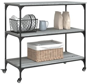 Carrinho cozinha 102x50x95 cm derivados madeira cinza sonoma