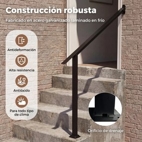 Corrimão de Escadas, 119 x 9 x 100 cm, Ângulo Regulável, Preto