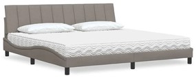 vidaXL Cama com colchão 200x200 cm tecido cinzento-acastanhado