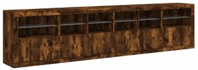 Aparador com luzes LED 283x37x67 cm carvalho fumado
