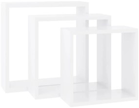 Prateleiras de parede em forma de cubo 3 pcs MDF branco