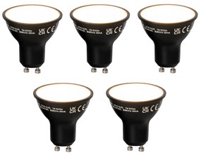 Conjunto de 5 Lâmpada LED inteligente GU10 regulável preta 7W 600 lm 3000K